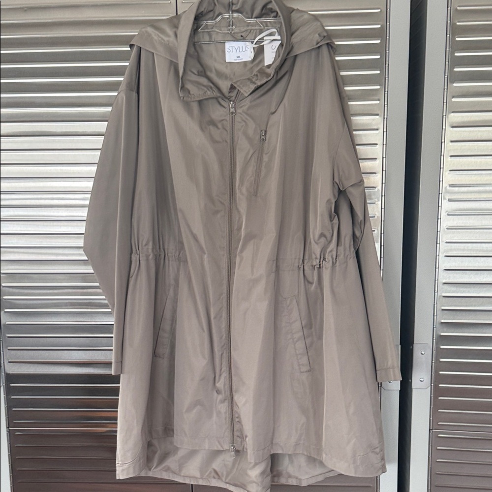 STYLUS Women's Taupe Hooded Trench Coat